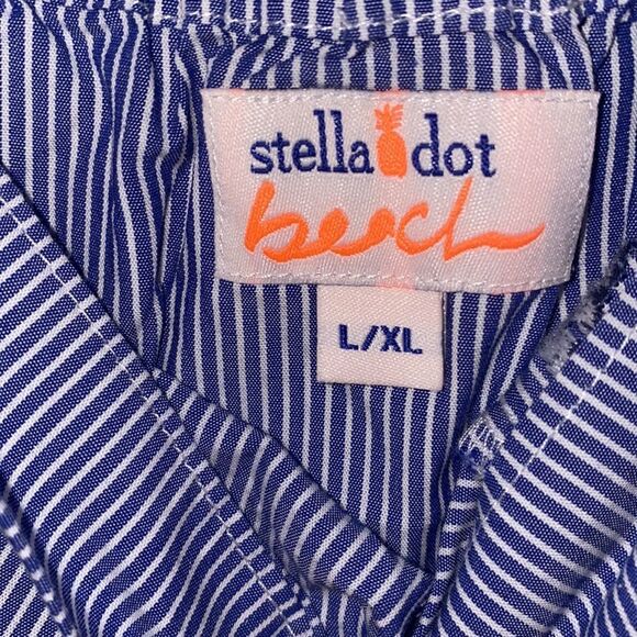 STELLA & DOT Beach Kai Emboidered Boho Cottagecore Stripe Cover Up L/XL - Picture 10 of 12